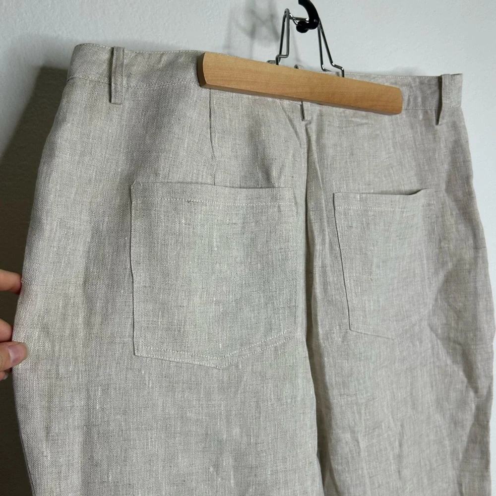 NWT NEW Reformation 100% Linen Freddie Straight Leg Trouser Pant in Oatmeal